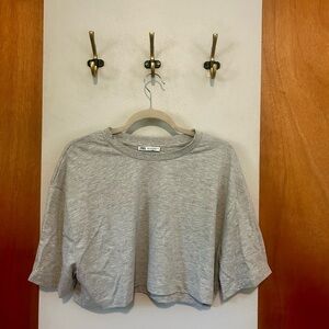 Zara Gray Boxy Crop T-Shirt